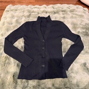 💯 Merino Wool Cardigan Black Button-Up Cardigan